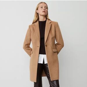 Ann Taylor Chesterfield Camel Coat  Size Large NEW